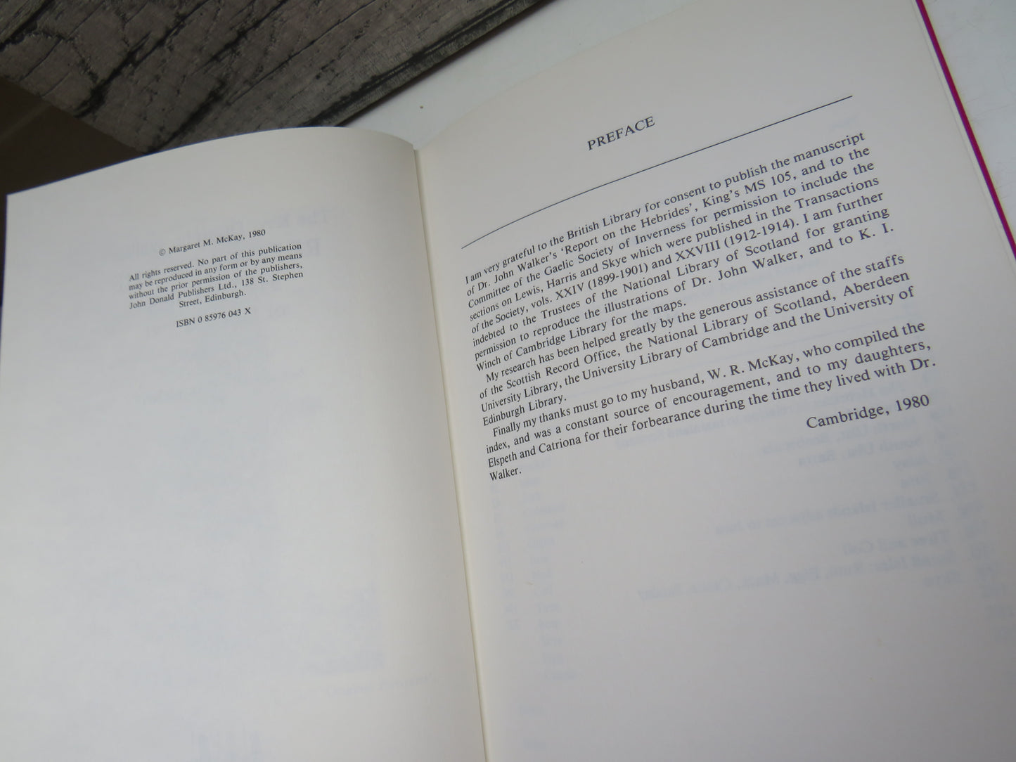 The Rev. Dr John Walker's Report On The Hebrides Of 1764 and 1771 Edited By Margaret M. Mckay 1980