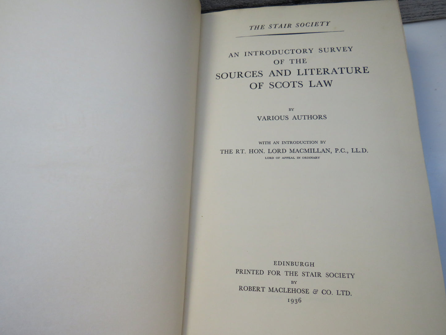 The Introductory Survey Of The Sources and Literature of Scots Law By Various Authors 1936
