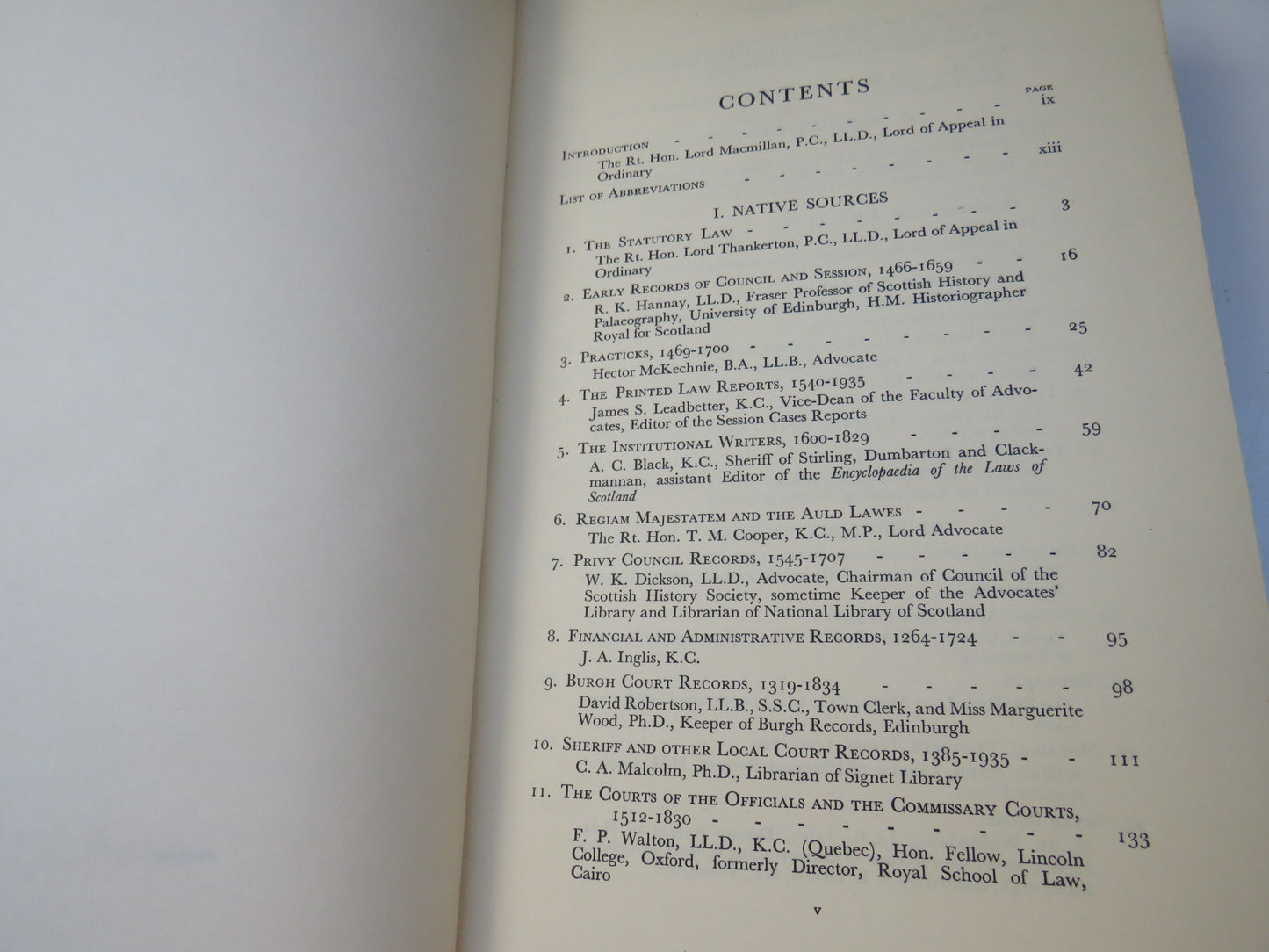 The Introductory Survey Of The Sources and Literature of Scots Law By Various Authors 1936