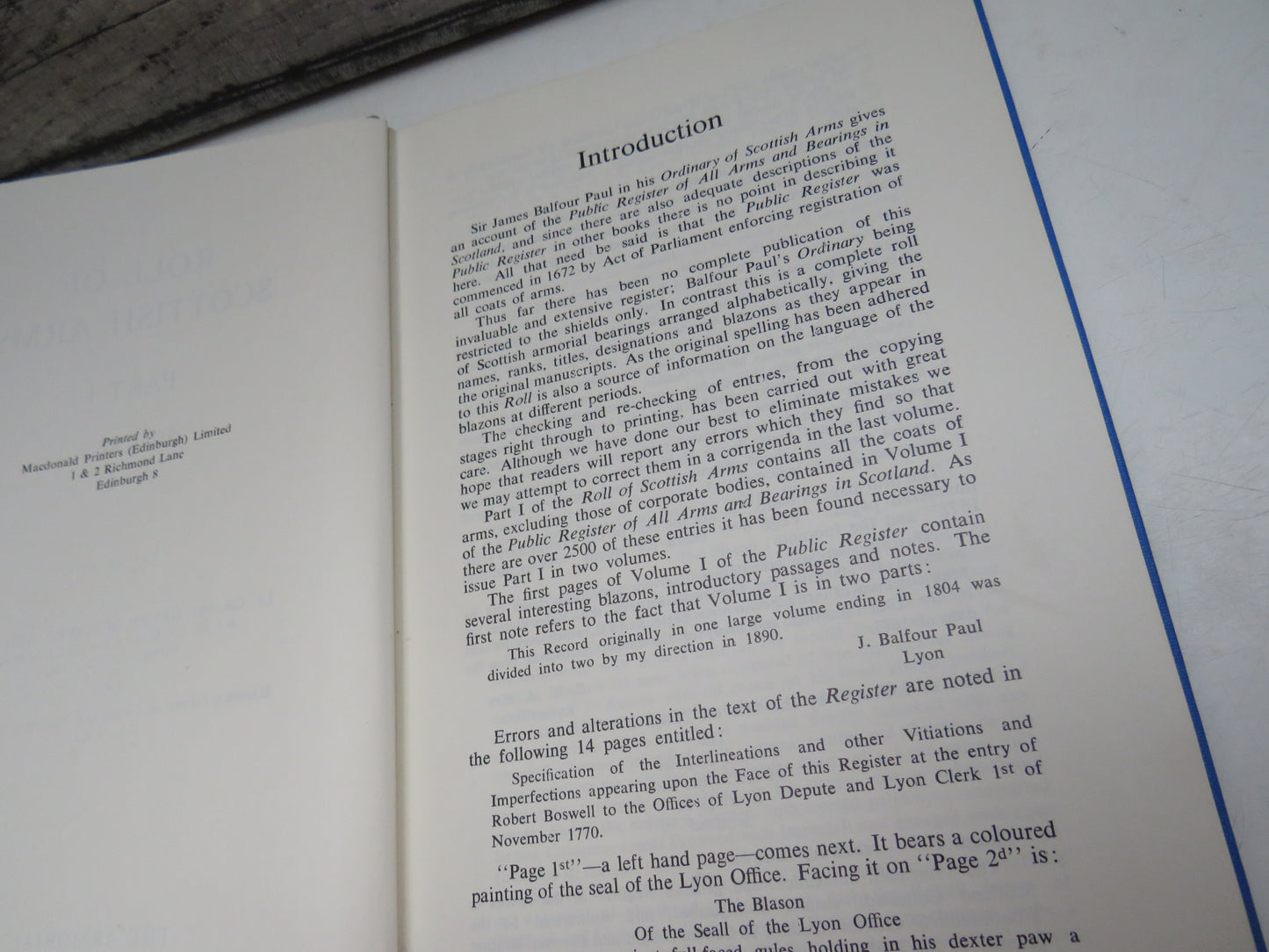 Roll Of Scottish Arms Part I Volume I A-G 1964
