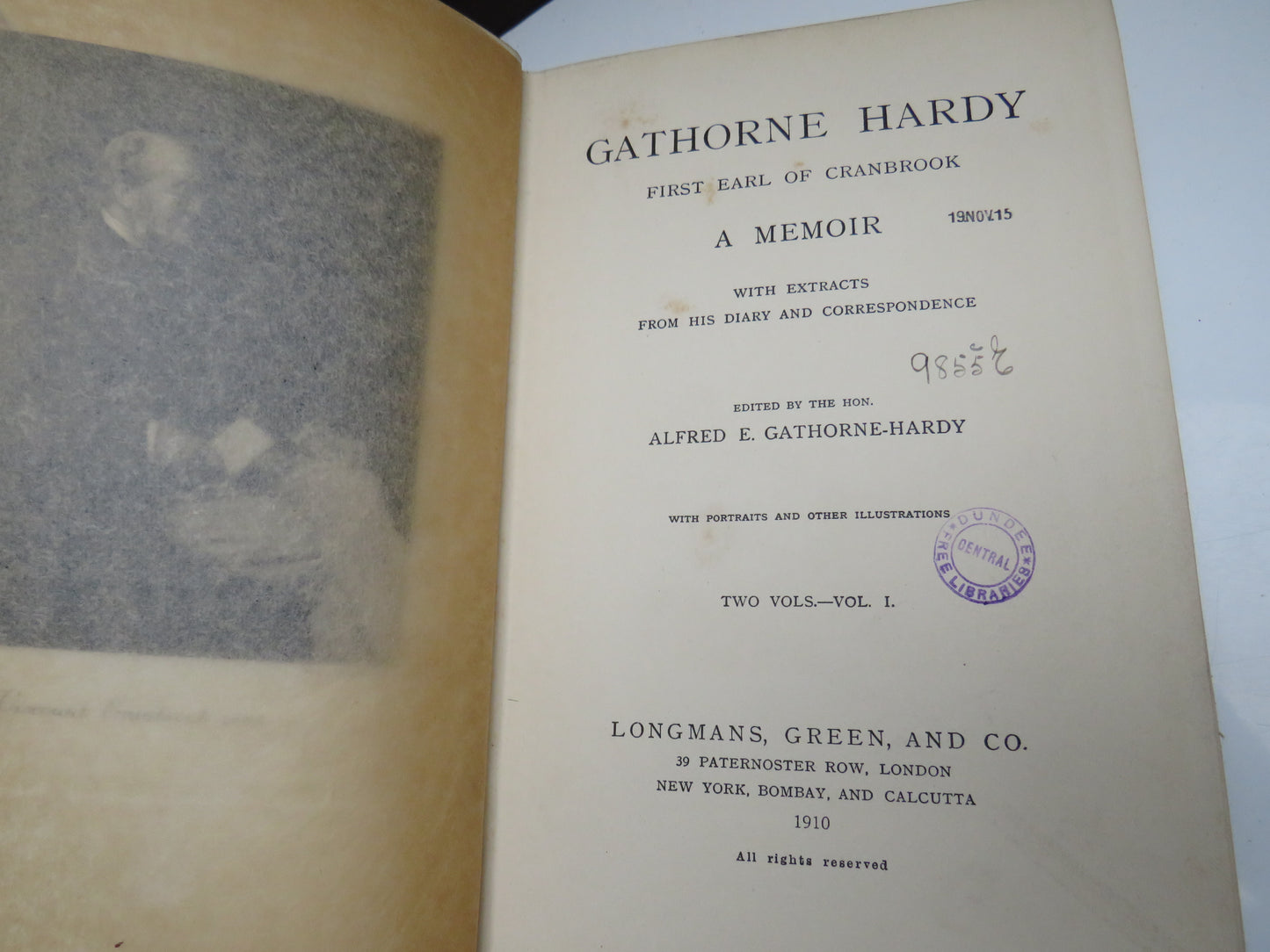 Gathorne Hardy First Earl of Cranbrook A Memoir With Extracts From His Diary and Correspondence Edited by the Hon. Alfred E. Gathorne-Hardy 1910 In 2 Vols