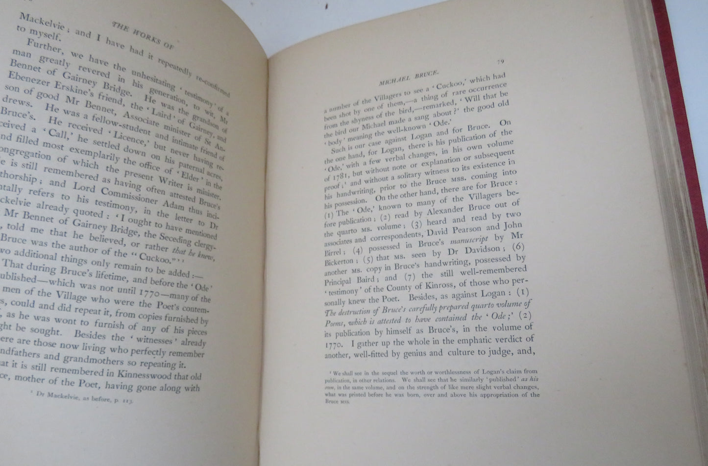 The Works Of Michael Bruce By The Rev. Alexander B. Grosart 1865