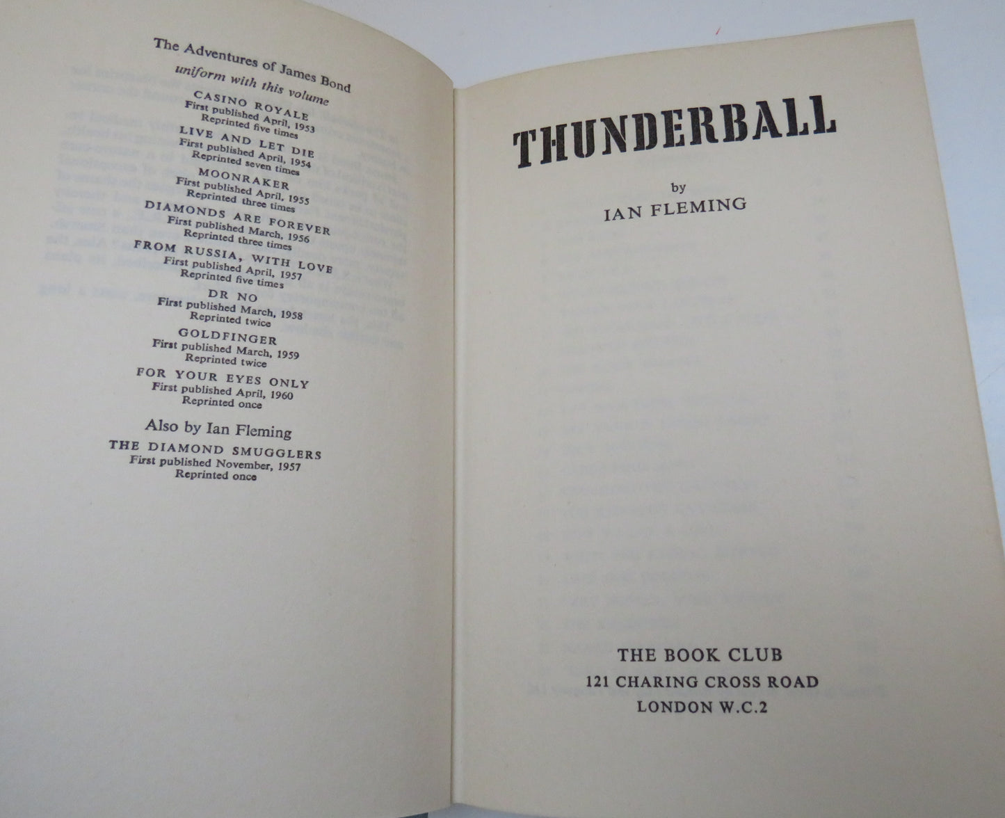 Thunderball by Ian Fleming 1961 Book Club Edition