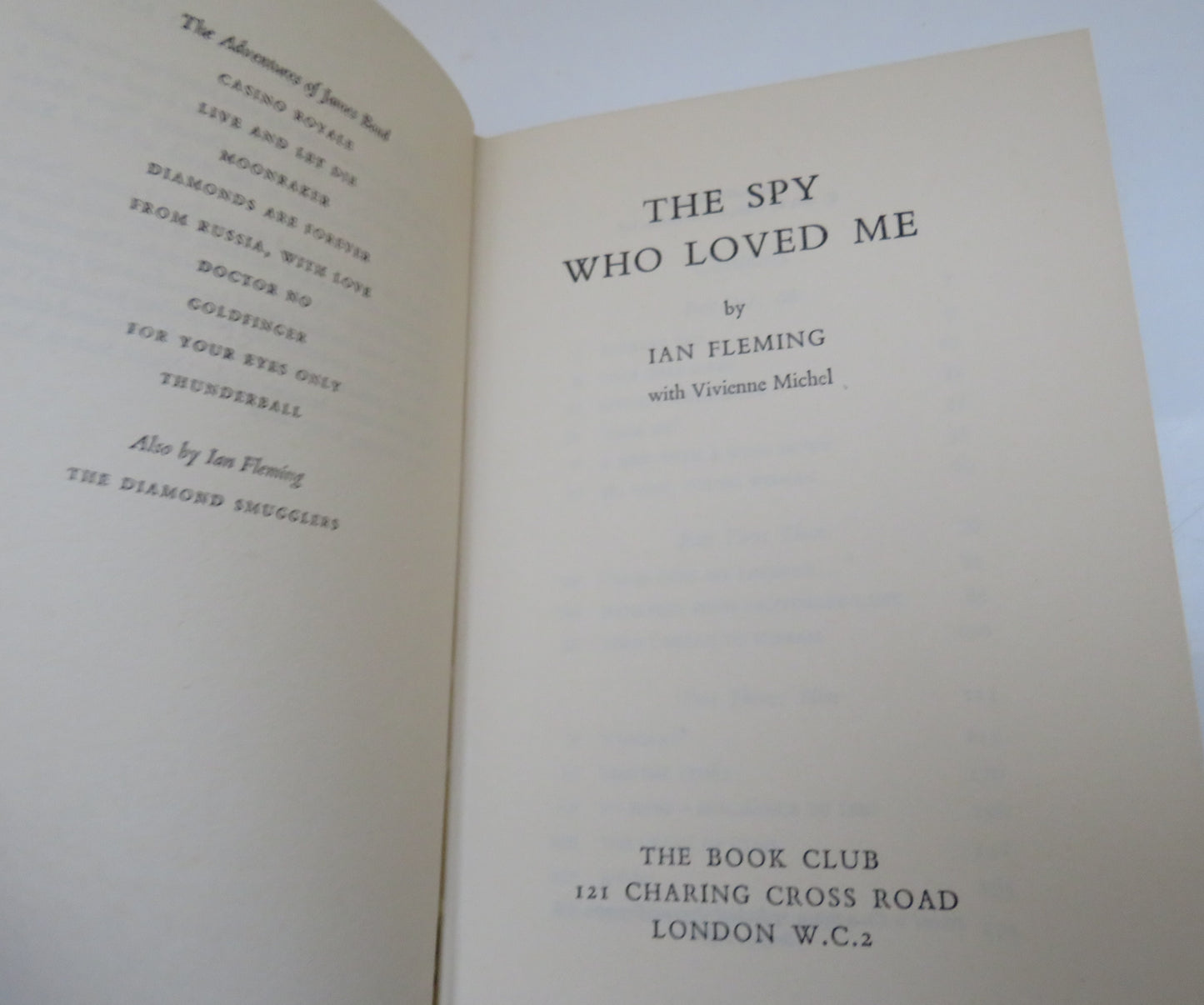 The Spy Who Loved Me By Ian Fleming 1962 Book Club Edition