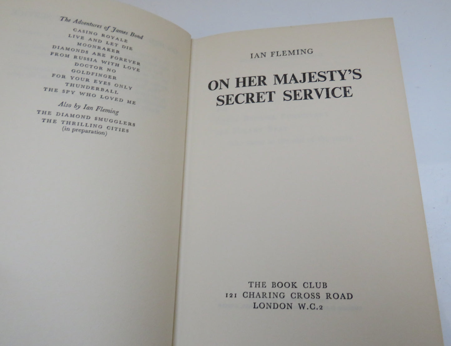 On Her Majesty's Secret Service By Ian Fleming 1963 Book Club Edition