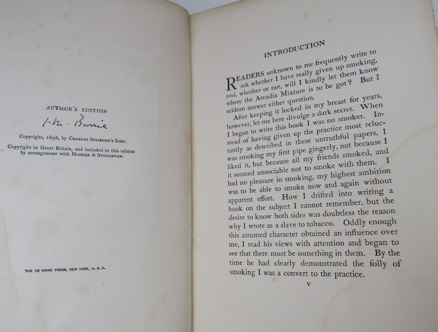 The Novels, Tales and Sketches Of J.M. Barrie My Lady Nicotine Margaret Ogilvy 1896