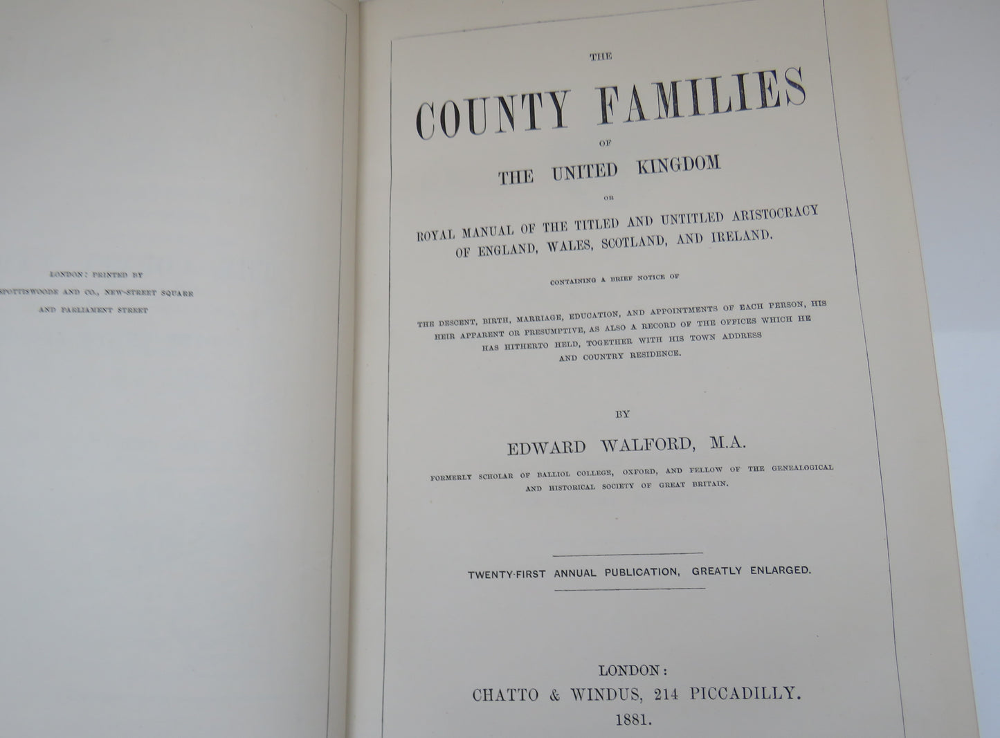 The County Families Of The United Kingdom By Edward Walford 1881