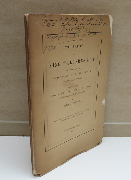Two Leaves Of King Waldere's Lay 1860 - Donated By The Author & Signed