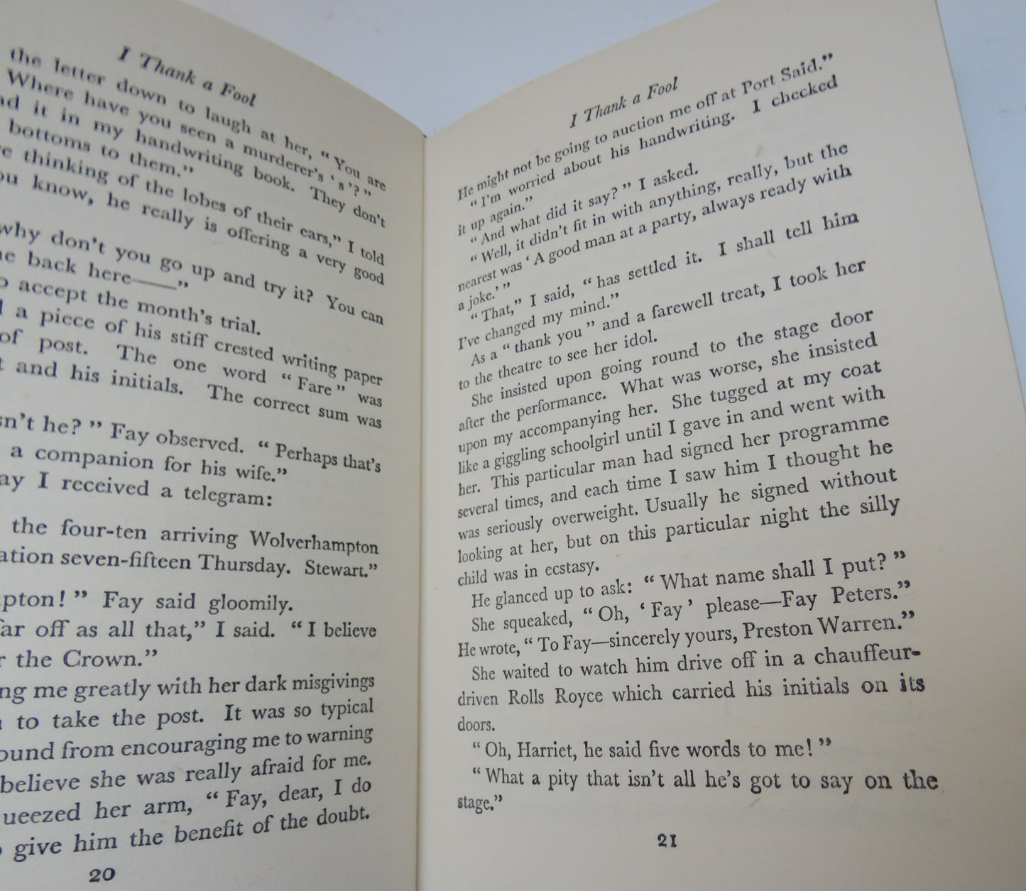 I thank A Fool By Audrey Erskine Lindop