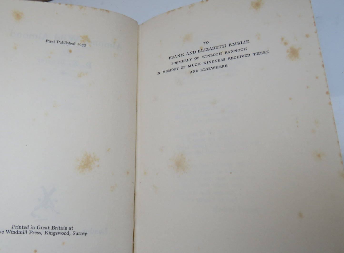Almond, Wild Almond By D.K.Broster 1933 1st Edition