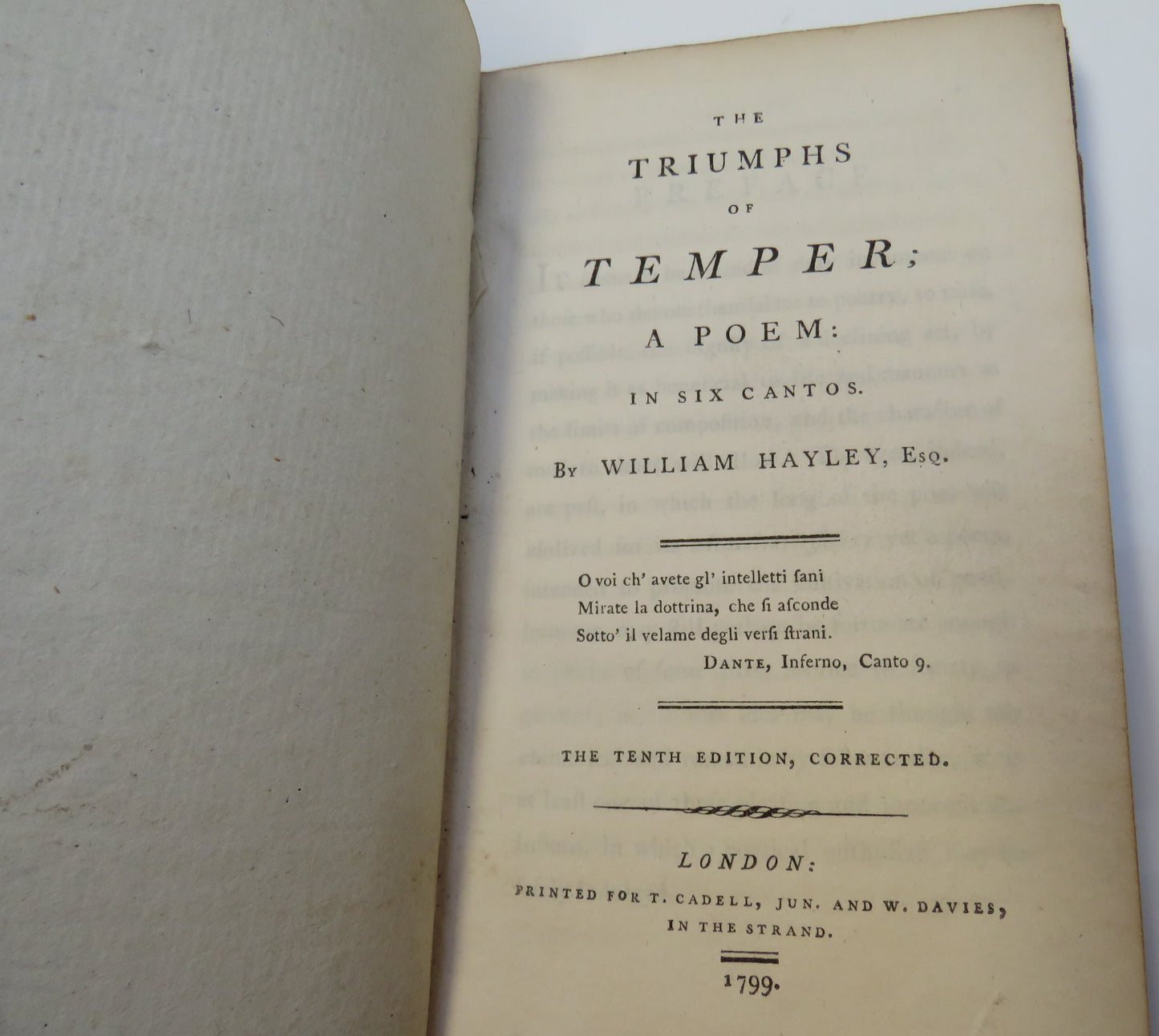 The Triumphs Of Temper A Poem In Six Cantos By William Hayley 1799