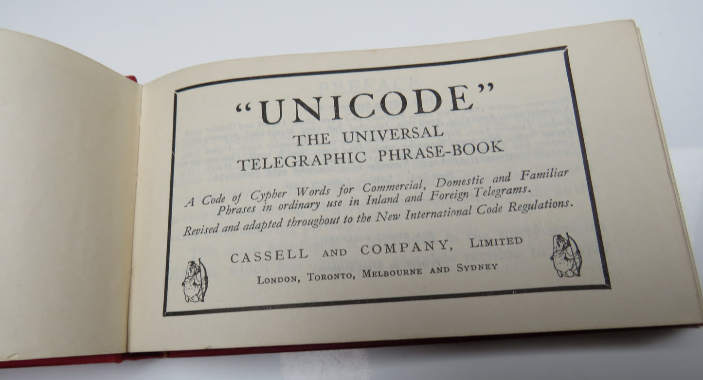 "Unicode" The Universal Telegraphic Phrase-Book 1934