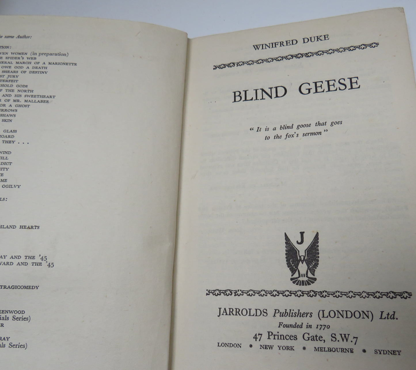 Blind Geese By Winifred Duke 1946