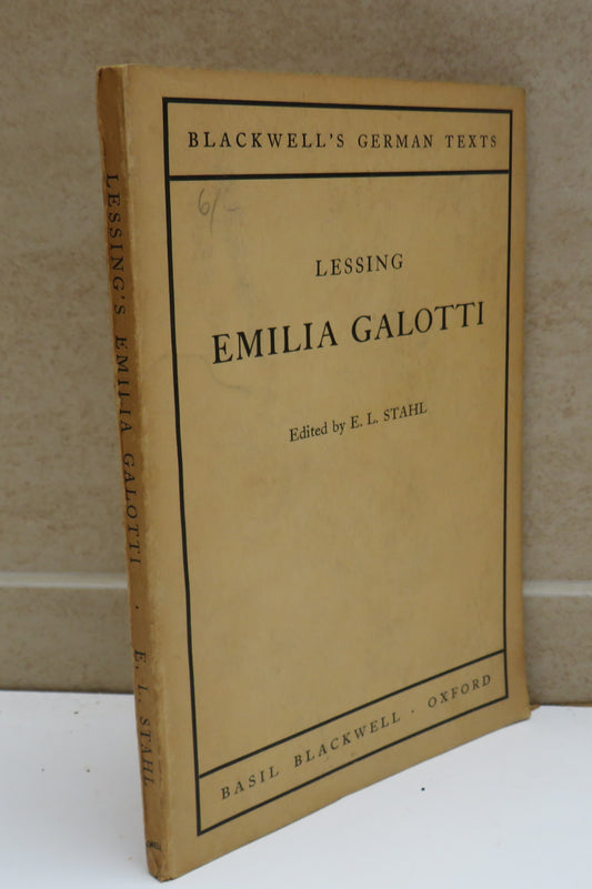 Emilia Galotti Edited By E.L.Stahl 1946 Blackwell's German Texts