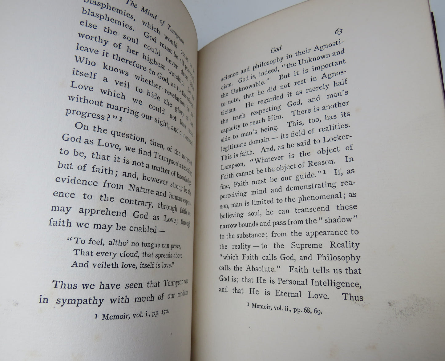 The Mind Of Tennyson His Thoughts On God, Freedom and Immortality By E. Hershey Sneath 1900