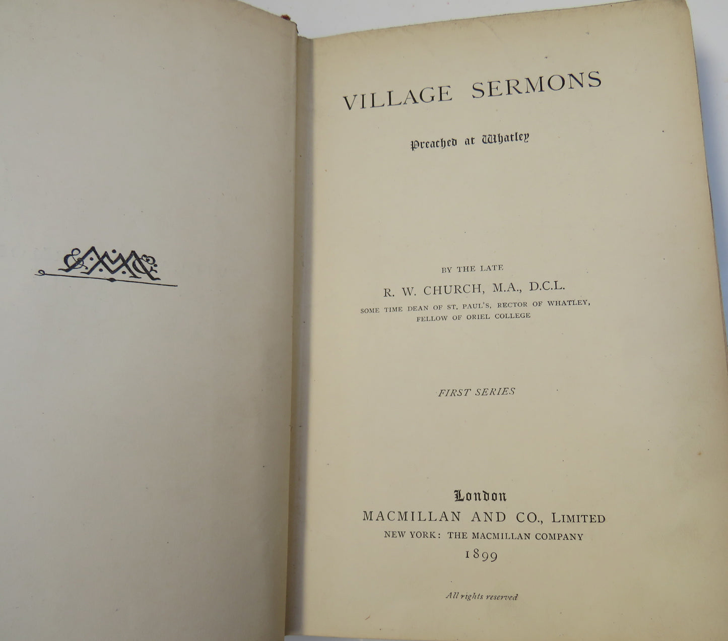 Village Sermons Preached At Whatley By The Late R.W. Church 1899