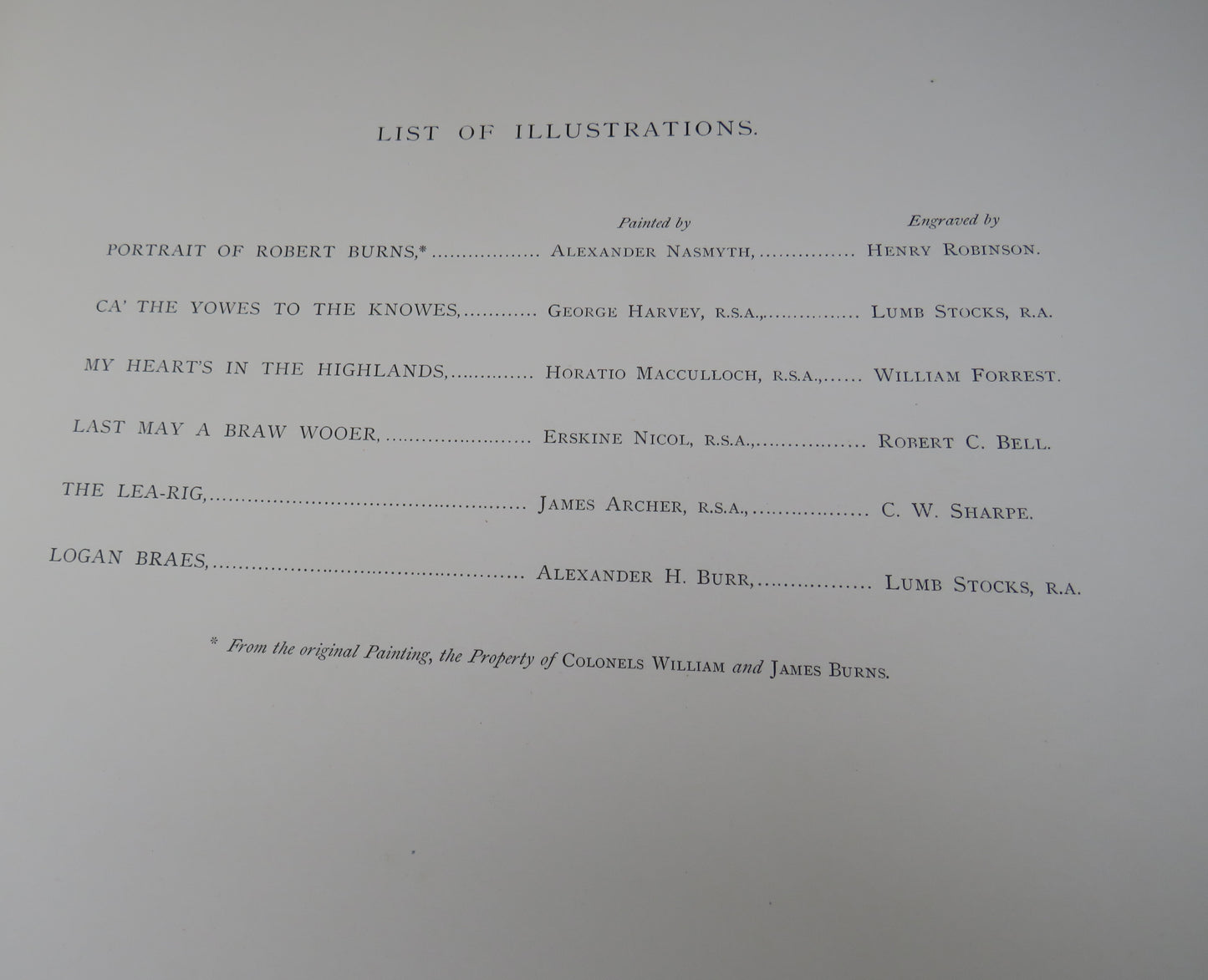 Illustrated Songs Of Robert Burns 1861 With A Portrait After The Original By Nasmyth