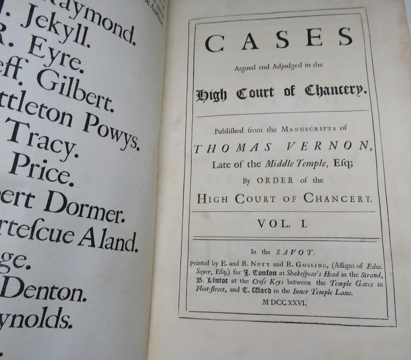 Cases Argued And Adjudged In The High Court Of Chancery 1726