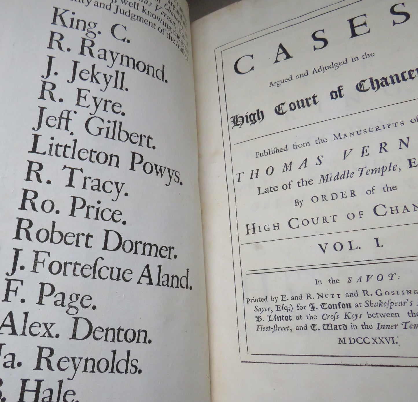 Cases Argued And Adjudged In The High Court Of Chancery 1726
