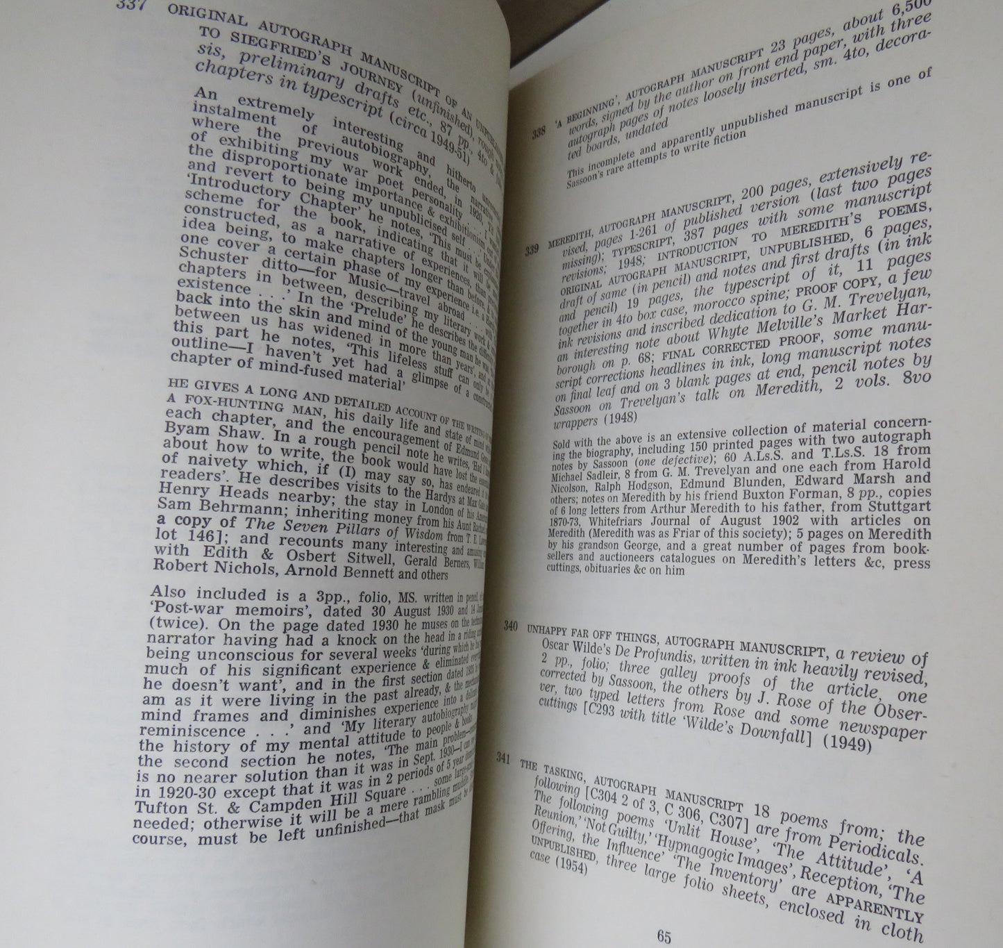 The Library Of The Late Siegfried Sassoon June 1975 - Christies Catalogue