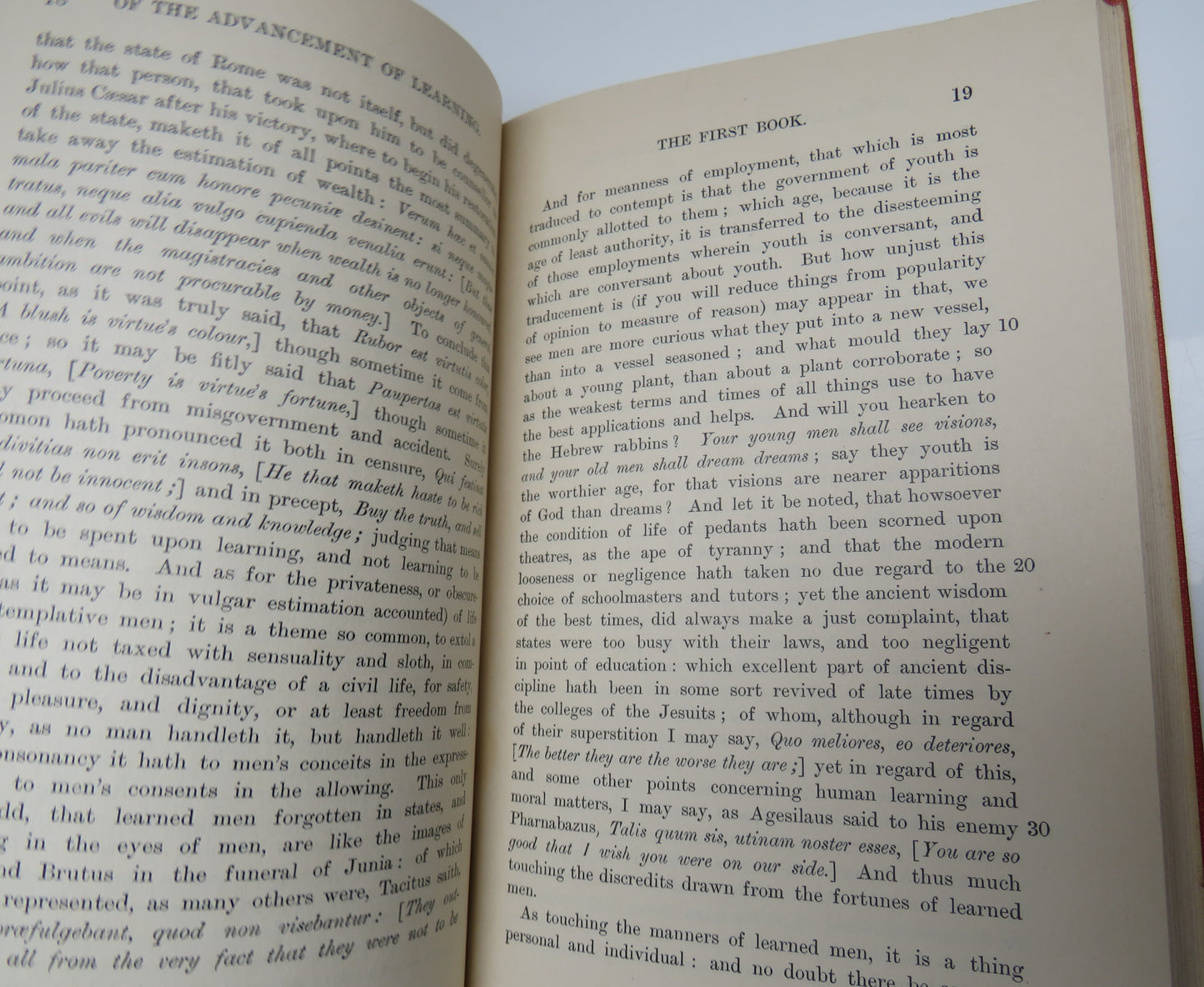 The Advancement Of Learning Book I. By Francis Bacon 1934