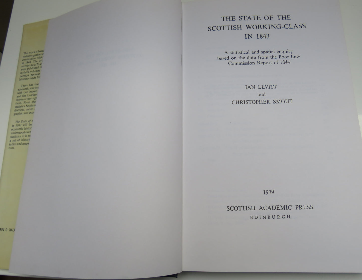 The State Of The Scottish Working Class In 1843 Ian Levitt and Christopher Smout 1979