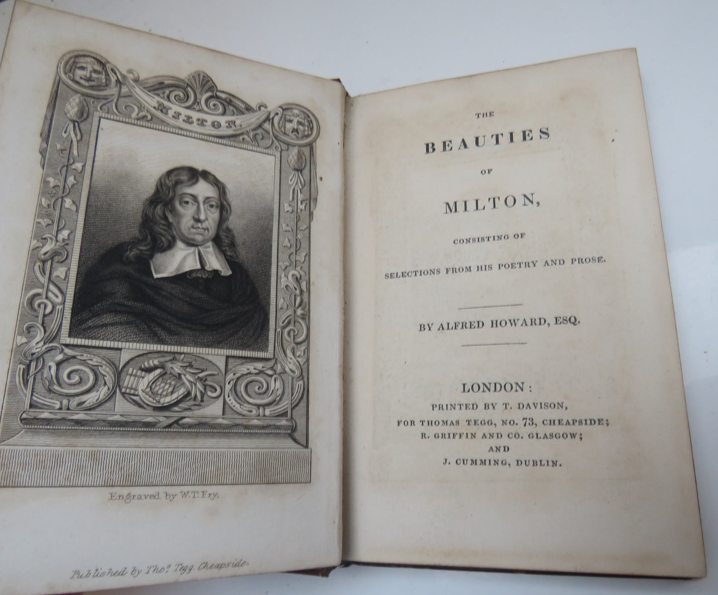 The Beauties Of Milton Consisting Of Selections From His Poetry and Prose By Alfred Howard