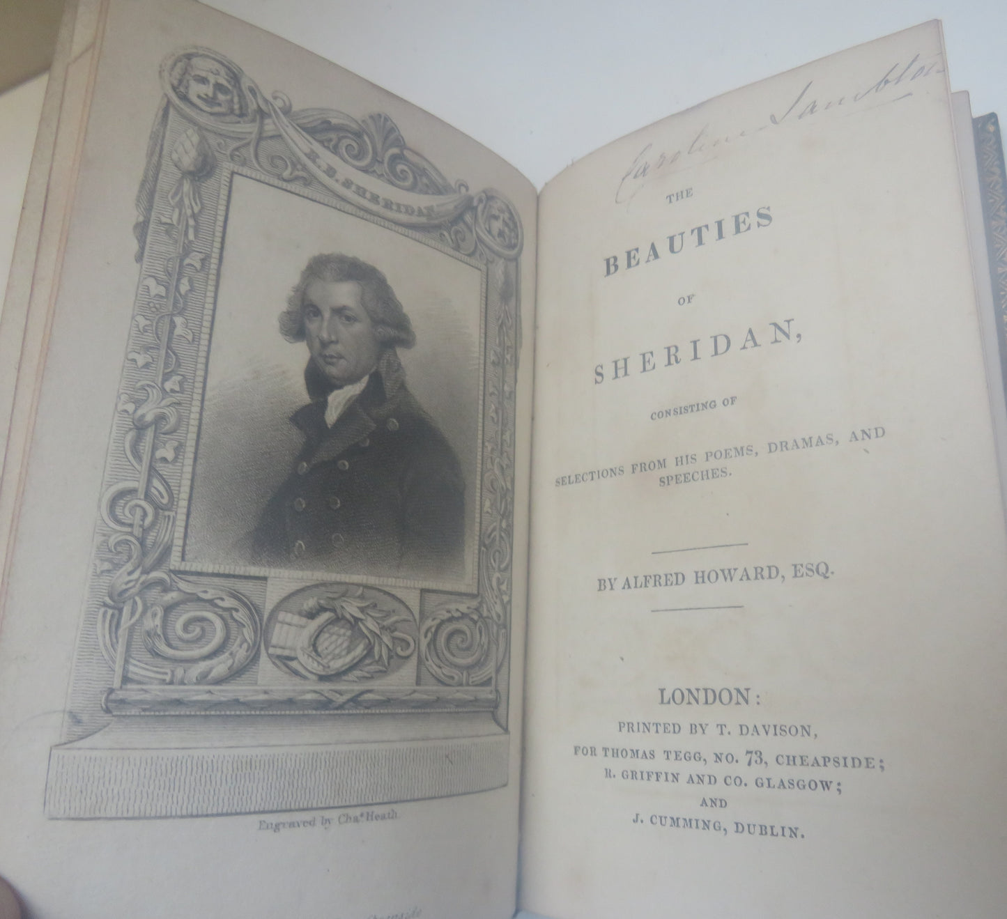 For Sale - The Beauties Of Sheridan Consisting Of Selections From His Poems, Dramas and Speeches By Alfred Howard