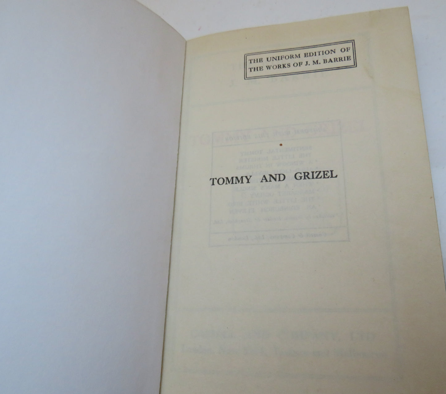 Tommy and Grizel By J.M. Barrie