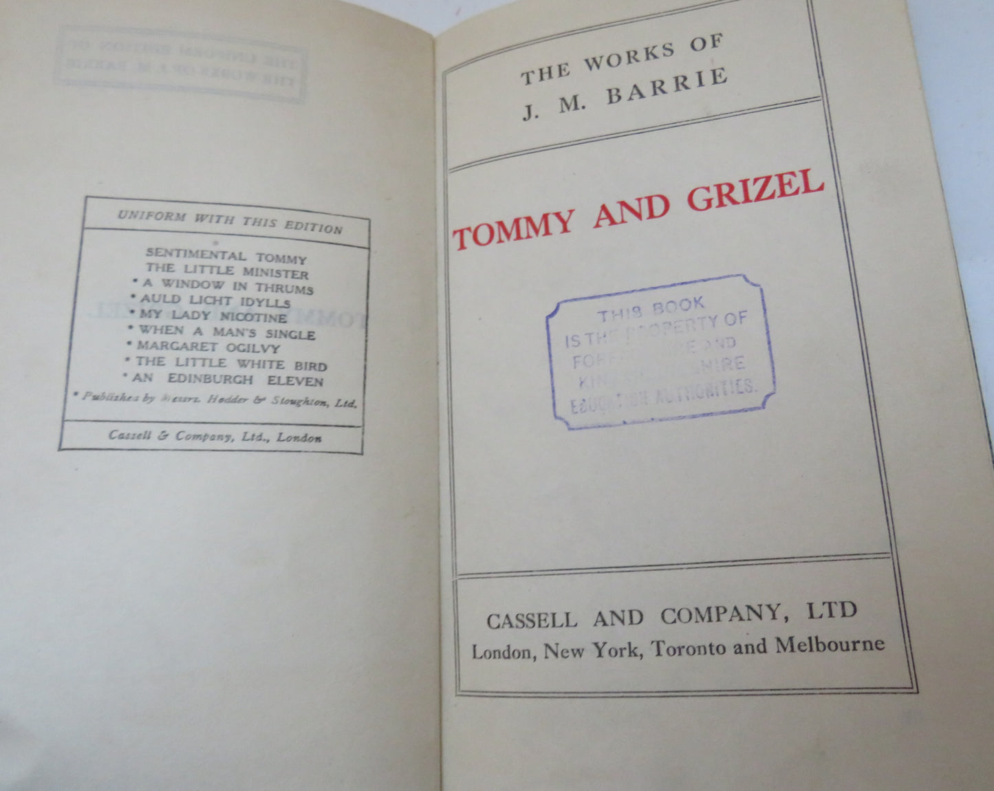 Tommy and Grizel By J.M. Barrie