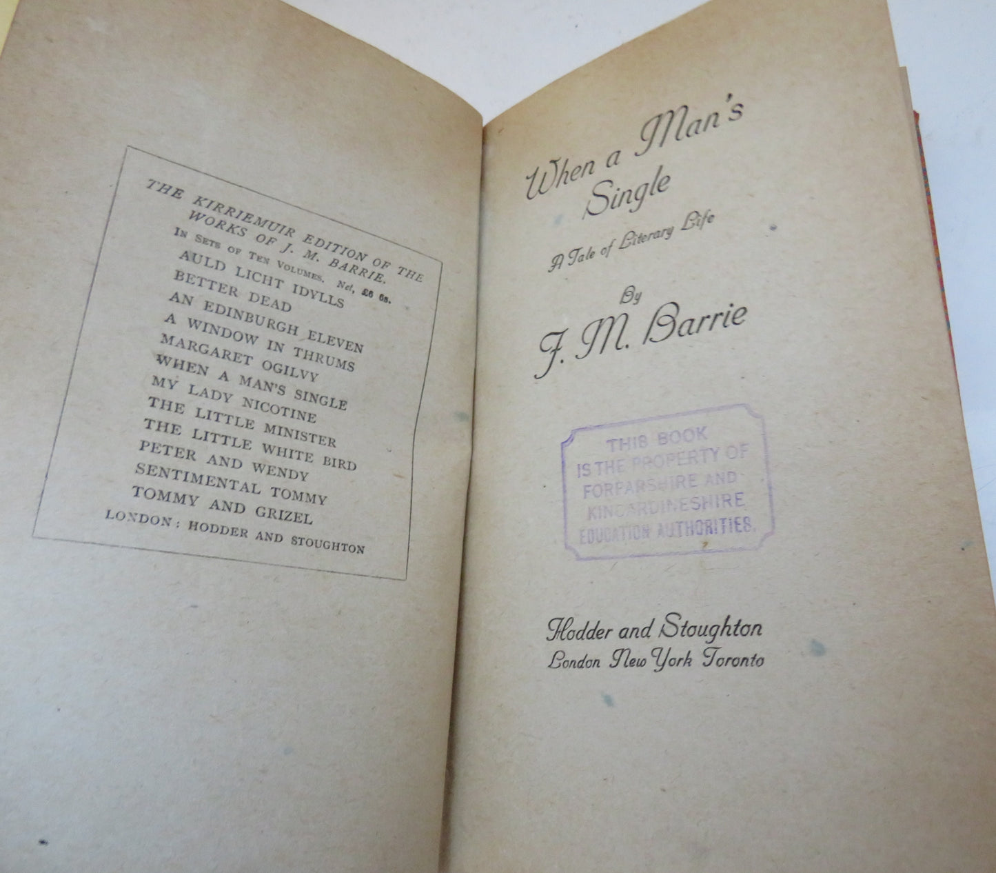 When A Man's Single A Tale Of Literary Life By J.M.Barrie