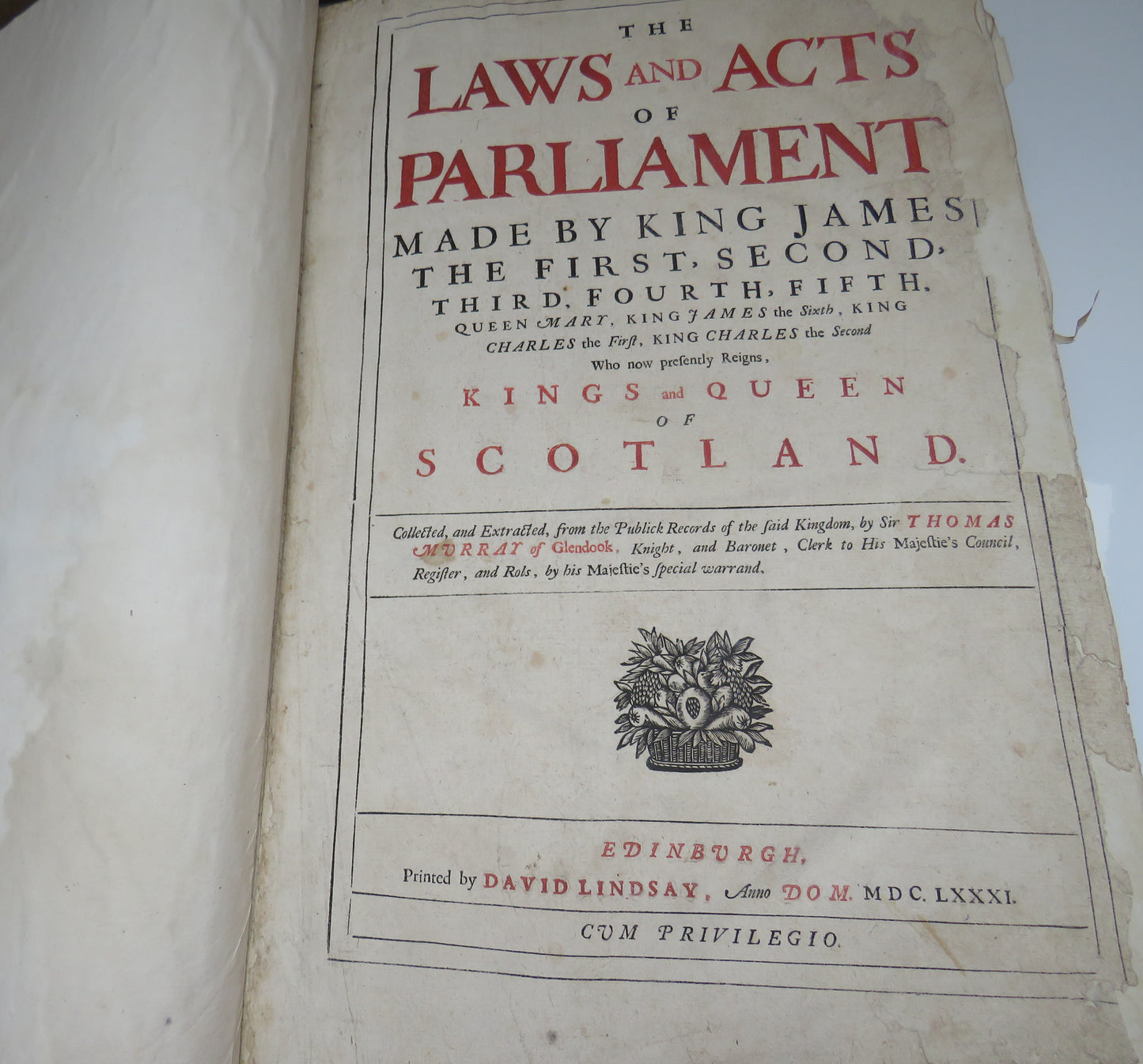 The Laws And Acts Of Parliament Made By Kings & Queens Of Scotland 1681