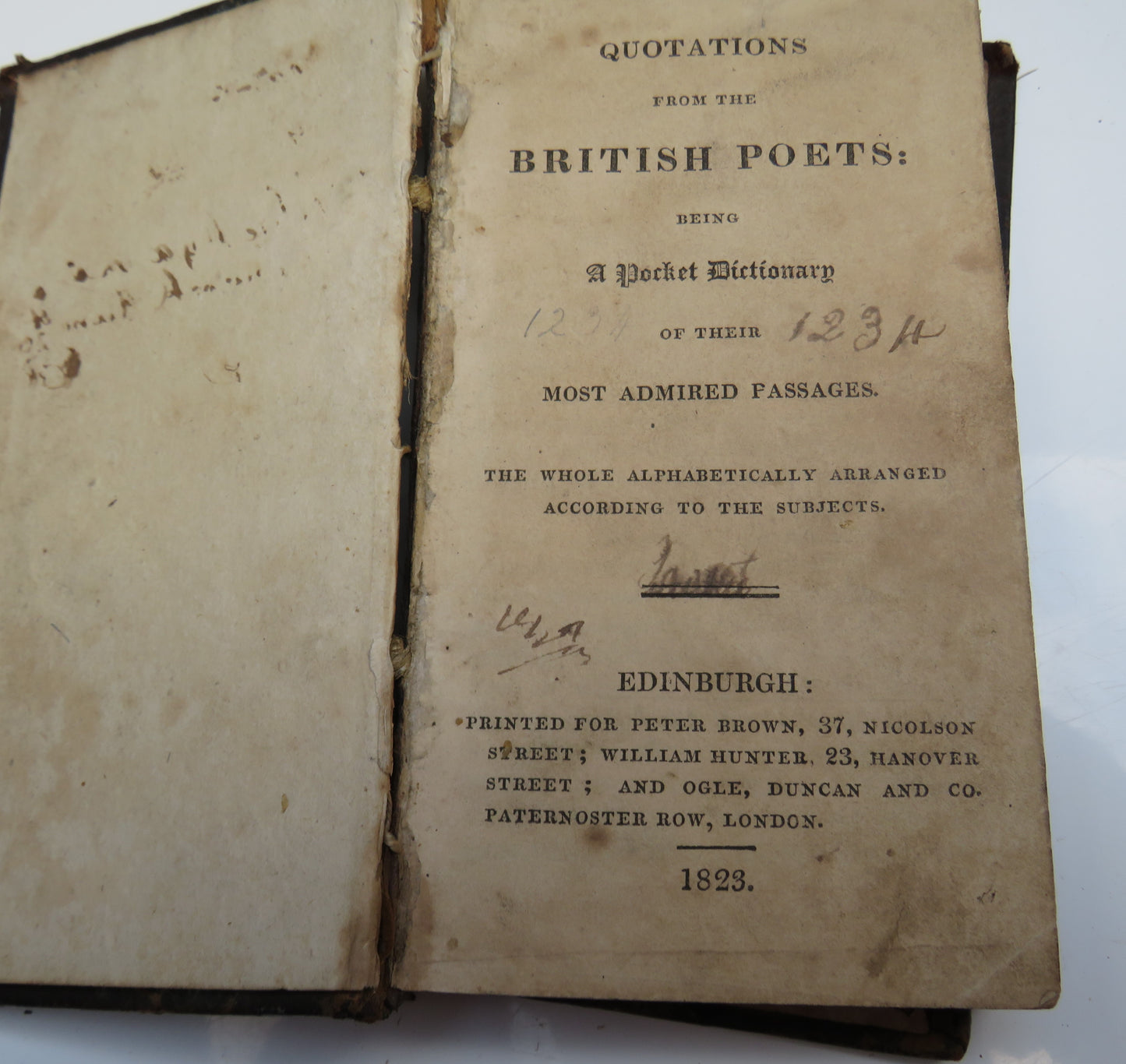 Quotations From The British Poets Being A Pocket Dictionary - 1823