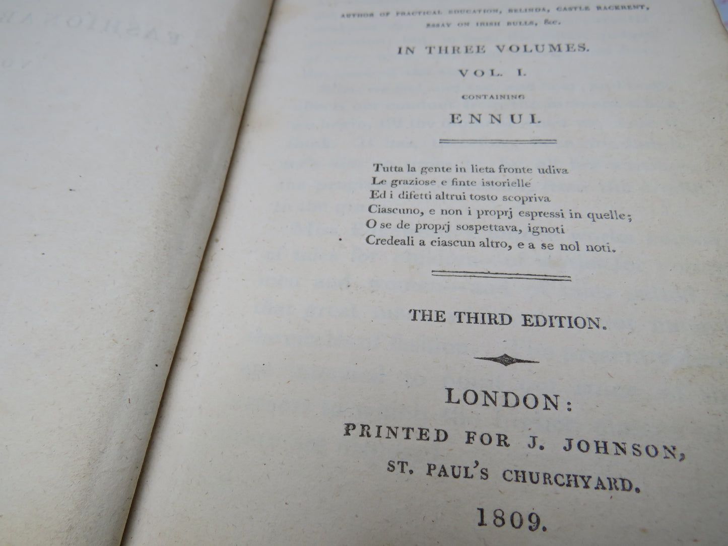 Tales of Fashionable Life By Miss Edgeworth In Three Volumes 1809