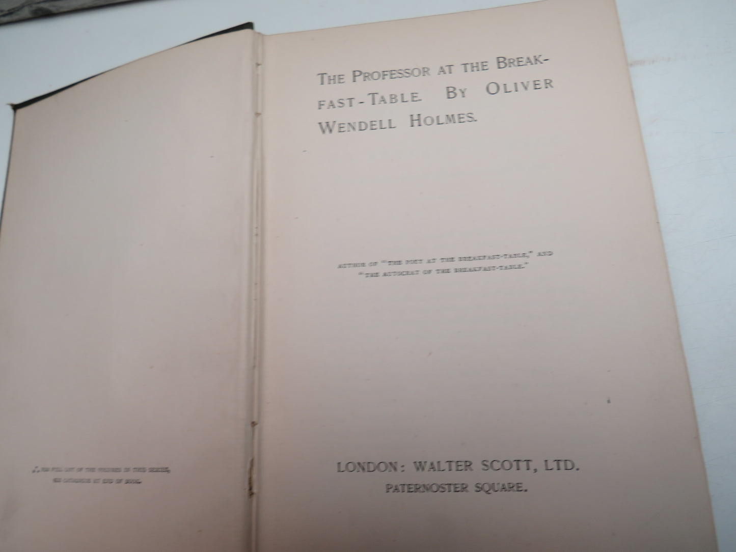 The Professor At The BreakFast Table By Oliver Wendell Holmes