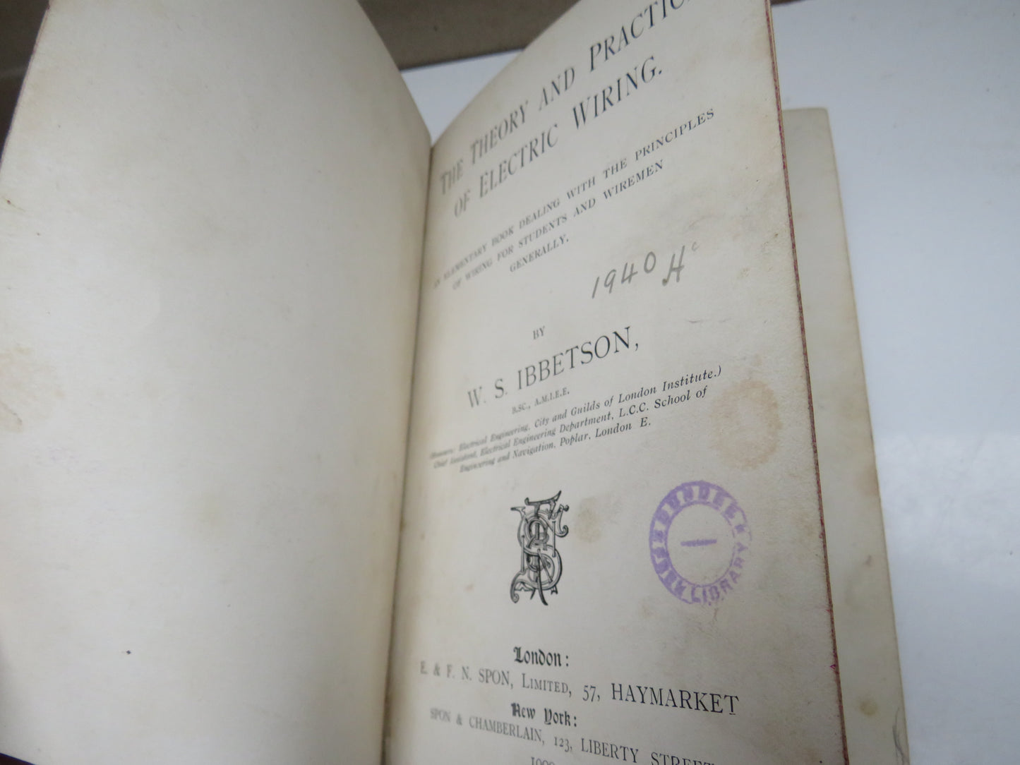 The Theory and Practice of Electric Wiring By W.S. Ibbetson 1909