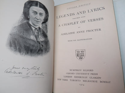 Legends and Lyrics Together With a Chaplet of Verses By Adelaide Anne Procter 1914