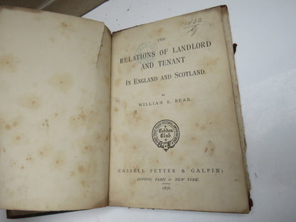The Relations of Landlord and Tenant In England and Scotland by William E. Bear 1876 book image 4