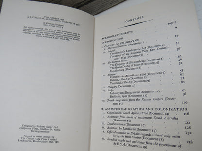 Emigration From Europe 1815-1914 Select Documents Edited By Charlotte Erickson 1976