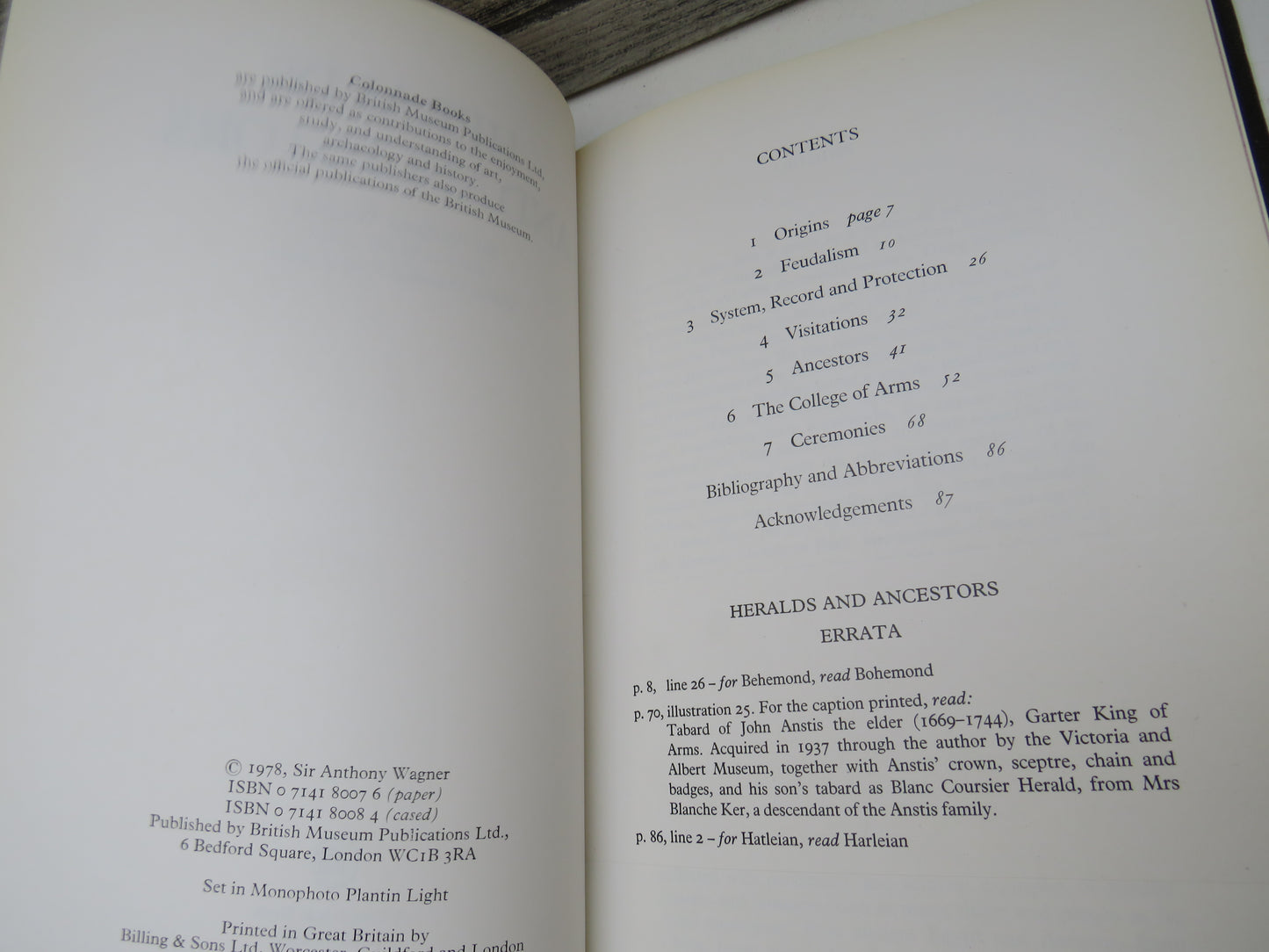 Heralds and Ancestors By Sir Anthony Wagner 1978