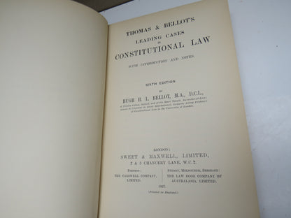 Thomas & Bellot's Leading Classes In Constitutional Law by Hugh H.L. Bellot 1927 book image 4