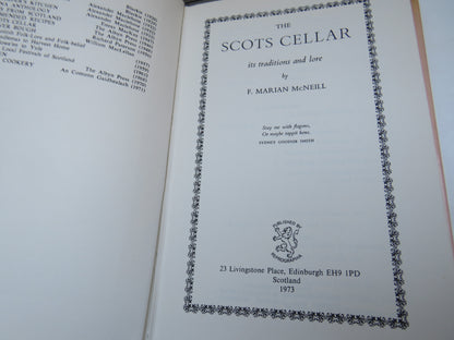 The Scots Cellar Its Traditions and Lore by F. Marian McNeill 1973