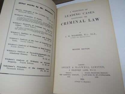 A Selection of Leading Cases Illustrating The Criminal Law by A.M. Wilshere 1924 book image 4