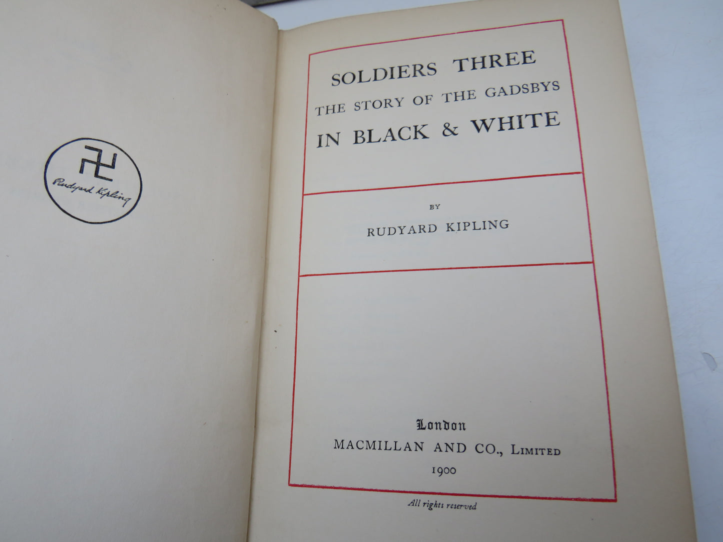 Soldiers Three The Story of the Gadsbys In Black & White By Rudyard Kipling 1900