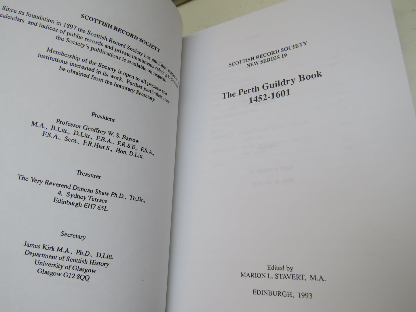 The Perth Guildry Book 1452-1601 Scottish Record Society New Series 19