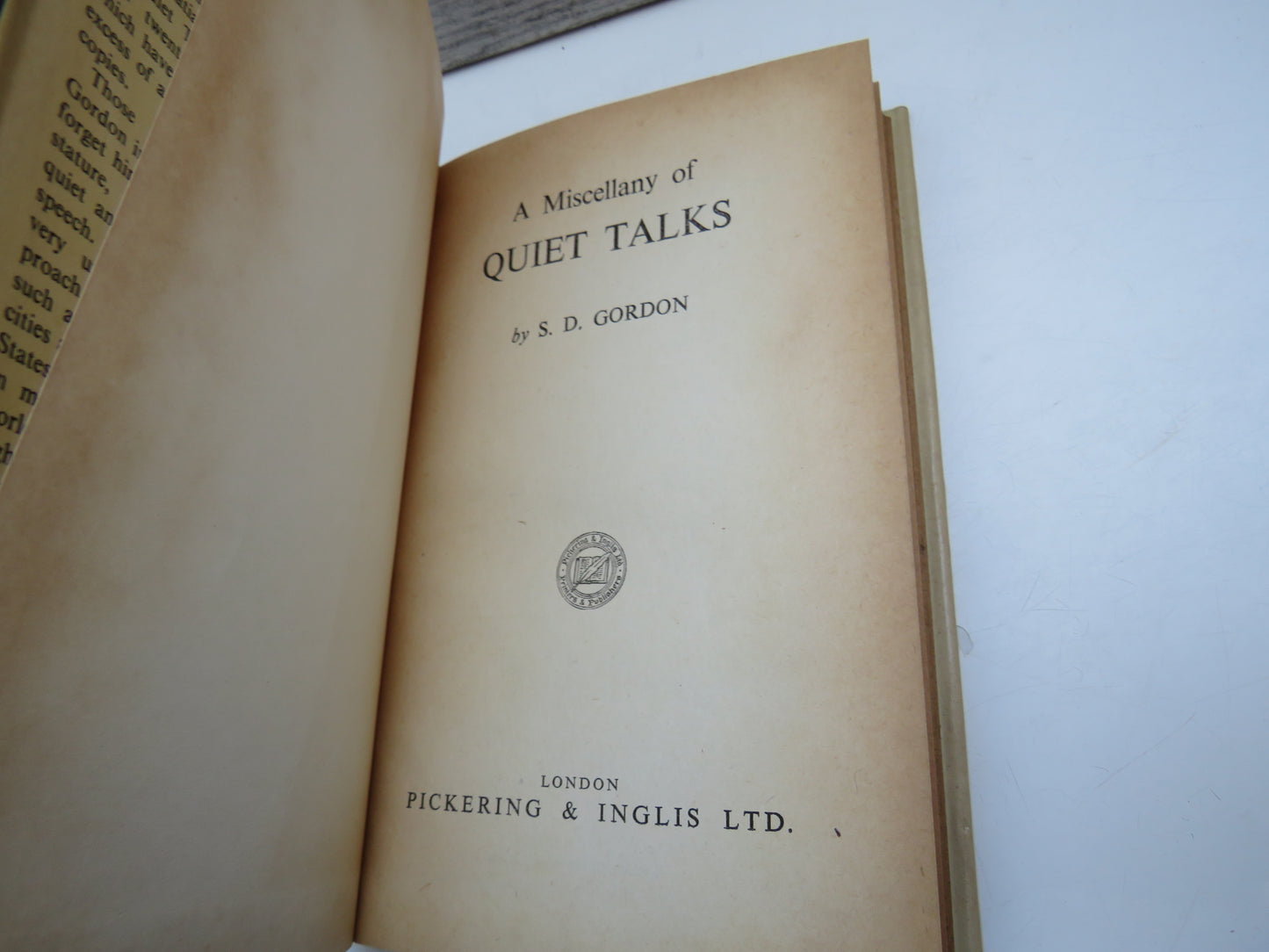 A Miscellany of Quiet Talks By S.D. Gordon 1956