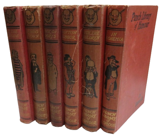 Punch Library Of Humour 6 Volumes Inc Punch At The Seaside, In Wig & Gown, Book of Sports, Scottish Humour, With The Children, In Bohemia