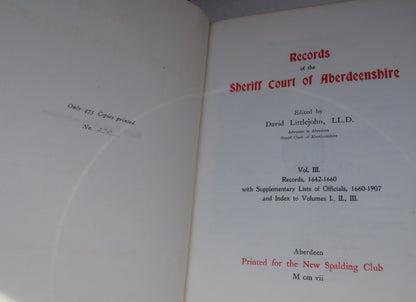 Sheriff Court Records - Aberdeen, Volume III Records 1642-1660 Edited by David Littlejohn, 1907 book image 3