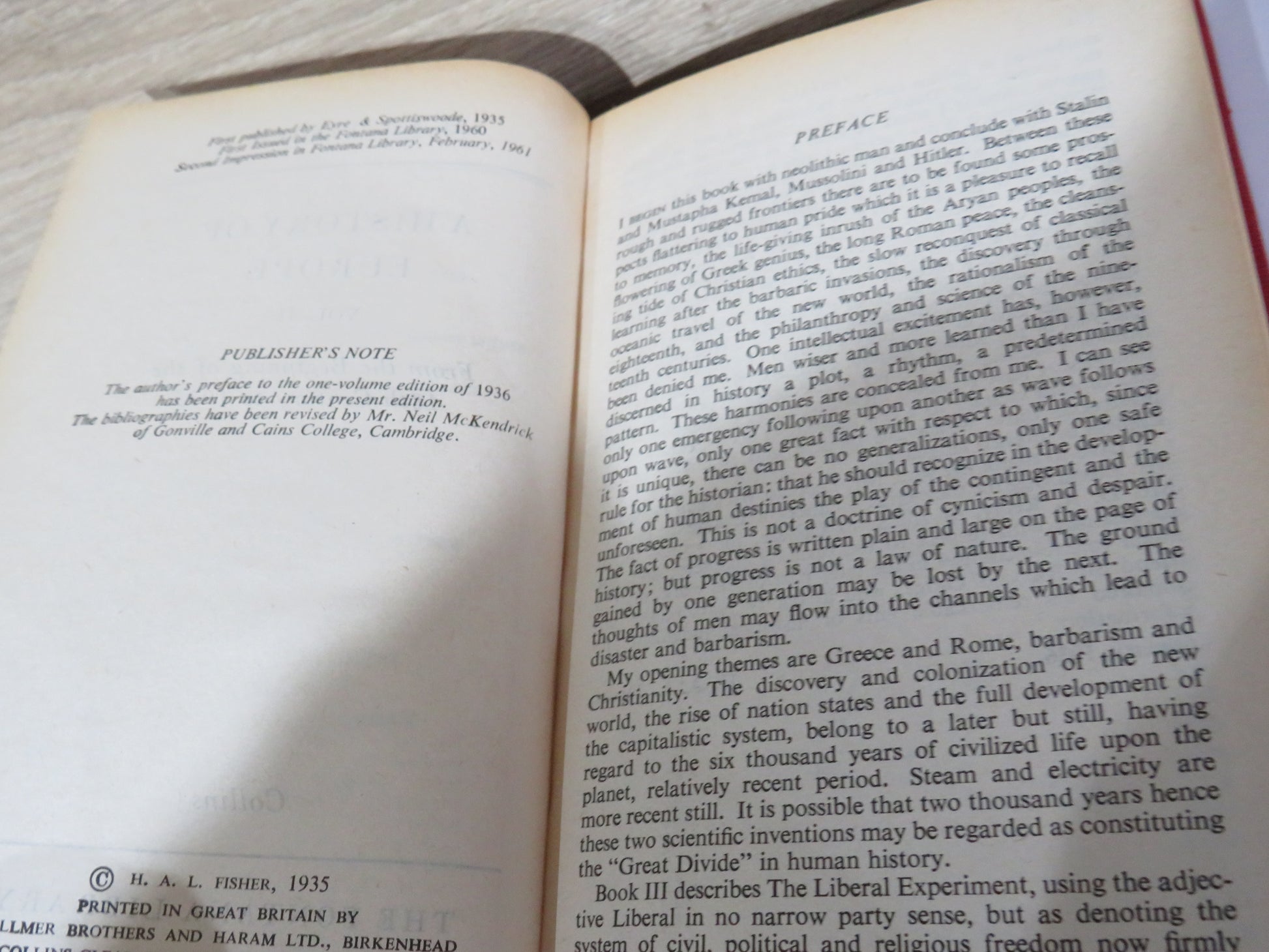 Vintage Book of 'a history of europe vol ii from the beginning of the 18th century to 1935 by h a l fisher 1961 nbsp'