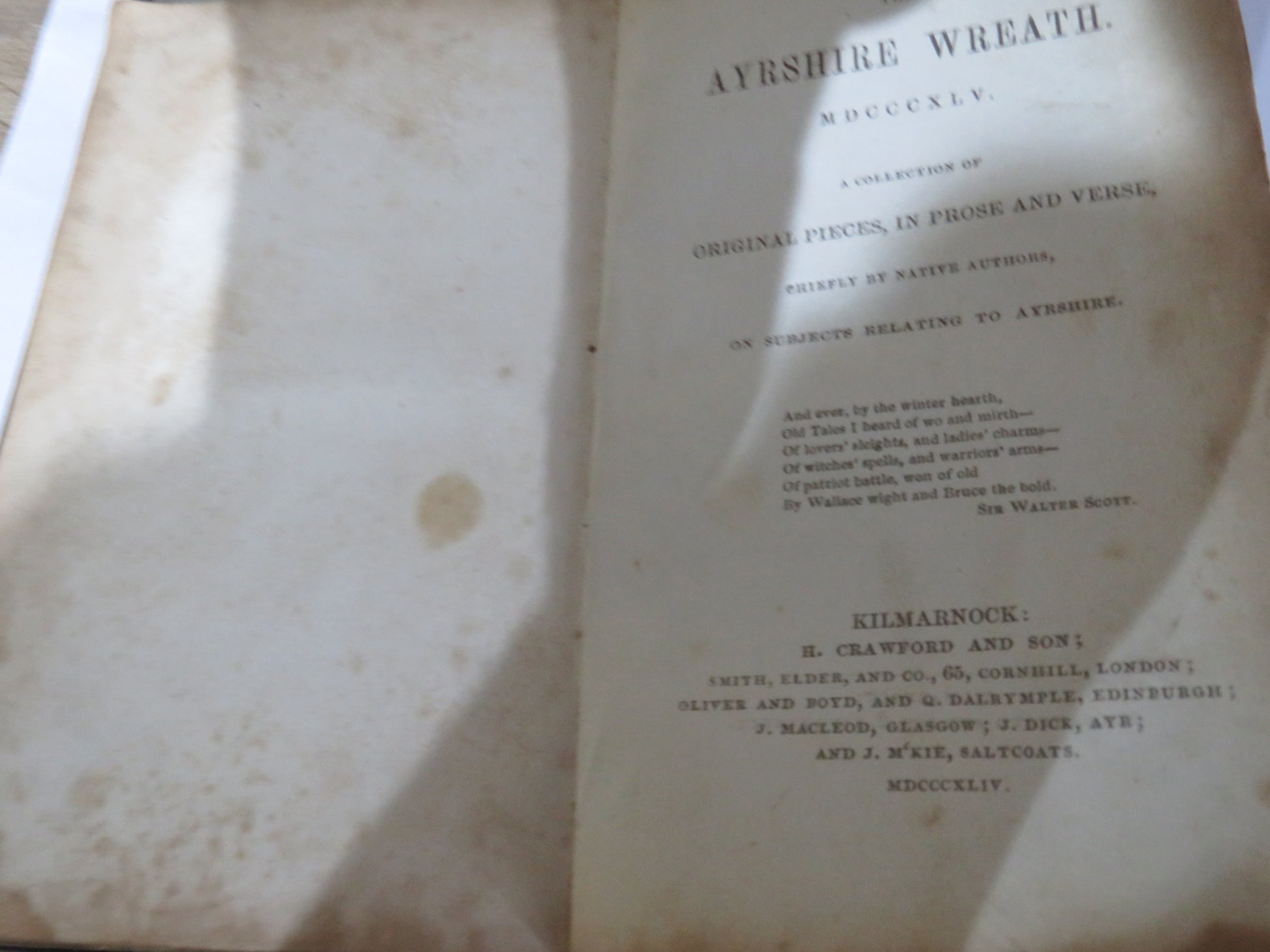 Antique Book of 'the ayrshire wreath mdcccxlv a collection of original pieces in prose and verse 1844'